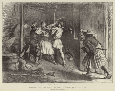 A Szüret történetének illusztrálása, E F Benson alkotó: George Percy Jacomb-Hood